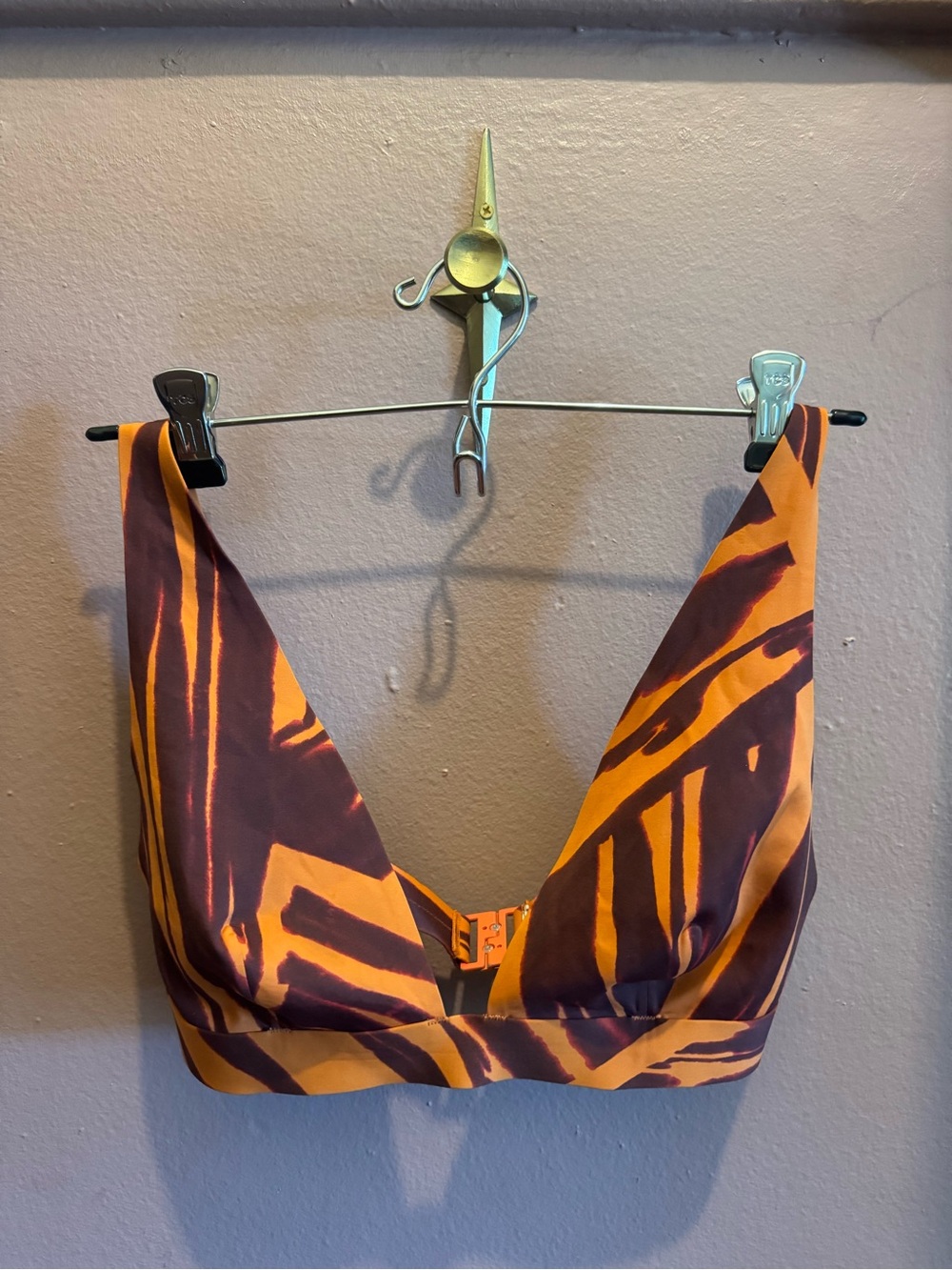 Orange and Brown Abstract Print Bikini Set